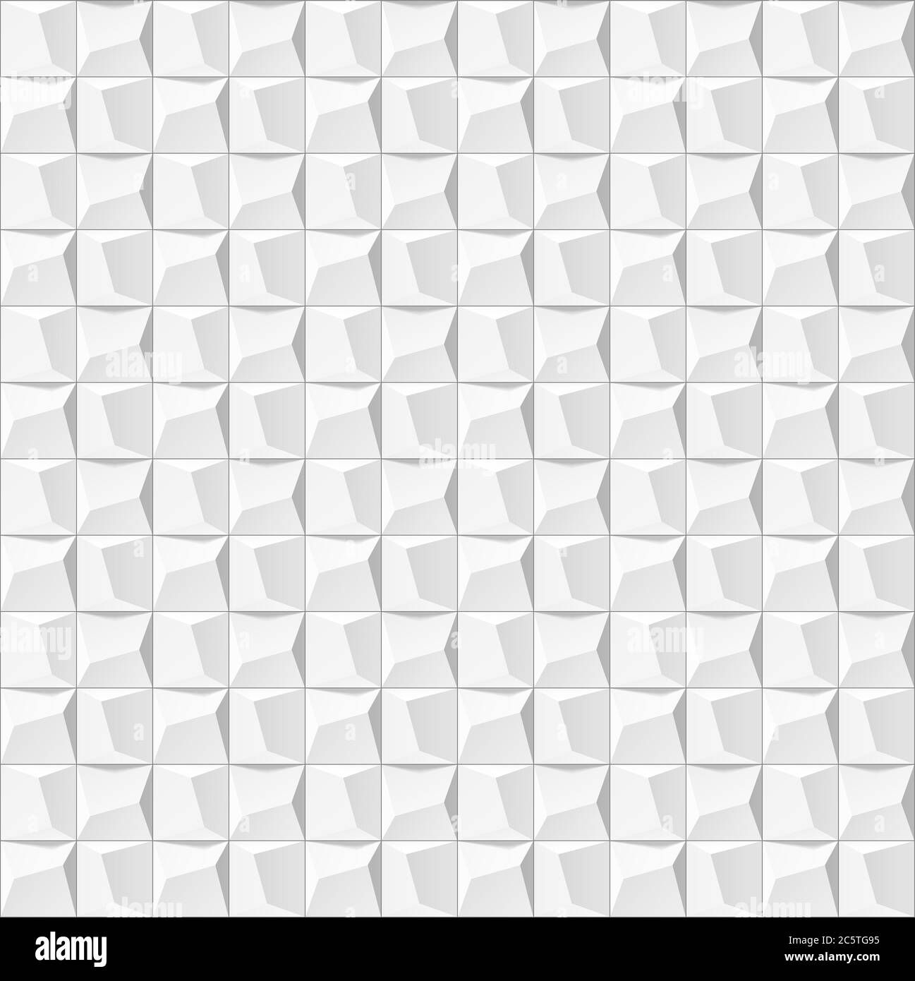 Abstract 3d white geometric background. White seamless texture with shadow. Simple clean white background texture of tile. 3D interior wall panel patt Stock Photo