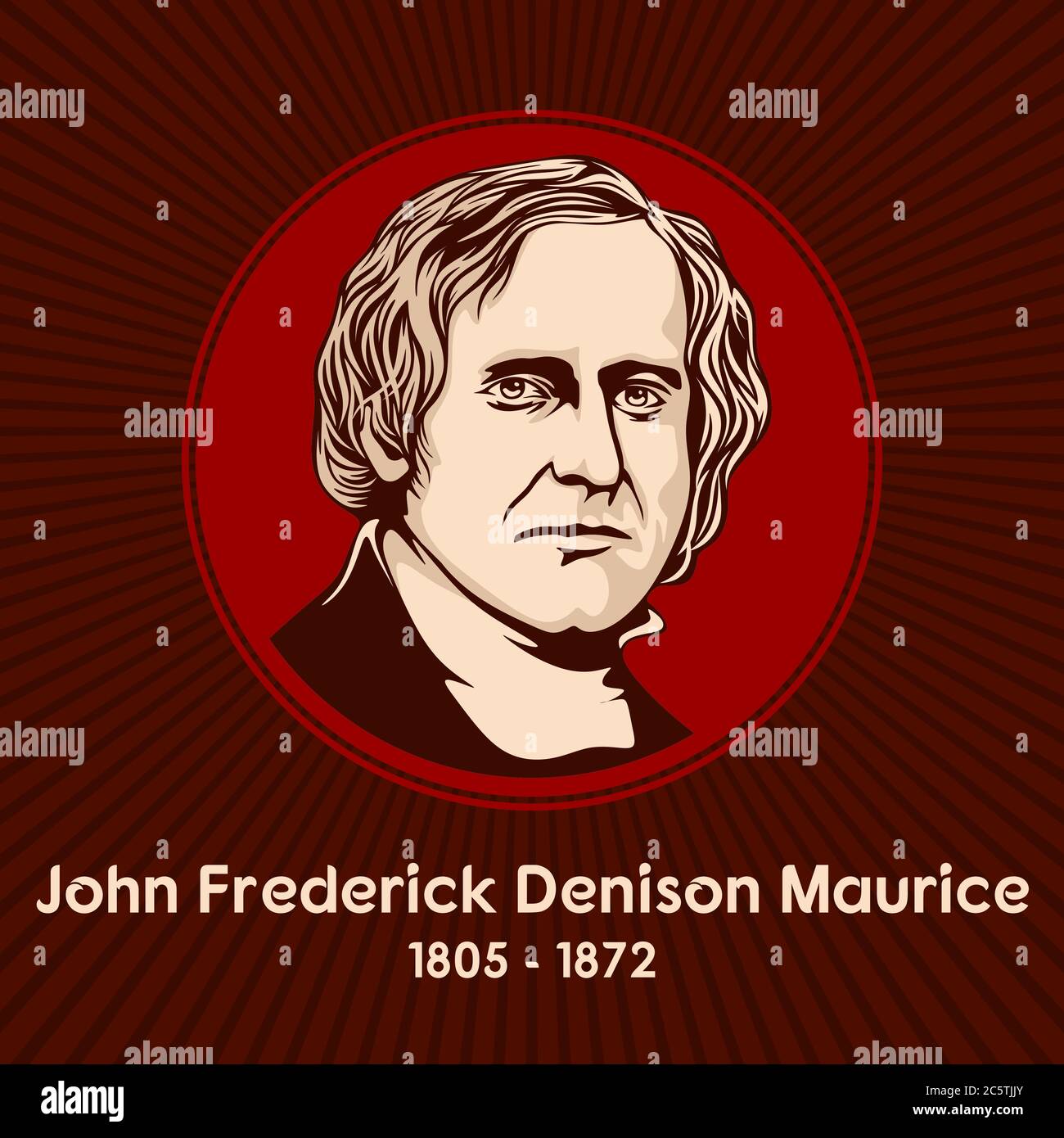 John Frederick Denison Maurice (1805 - 1872), was an English Anglican theologian, a prolific author, and one of the founders of Christian socialism. Stock Vector