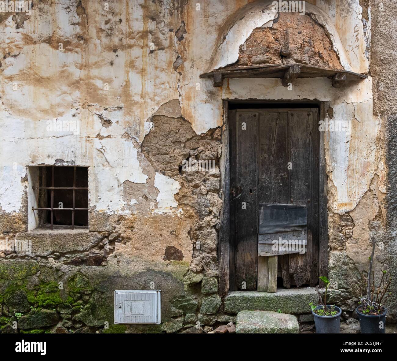 Old door in the historic town of Miranda del Castañar. Spain. Stock Photo