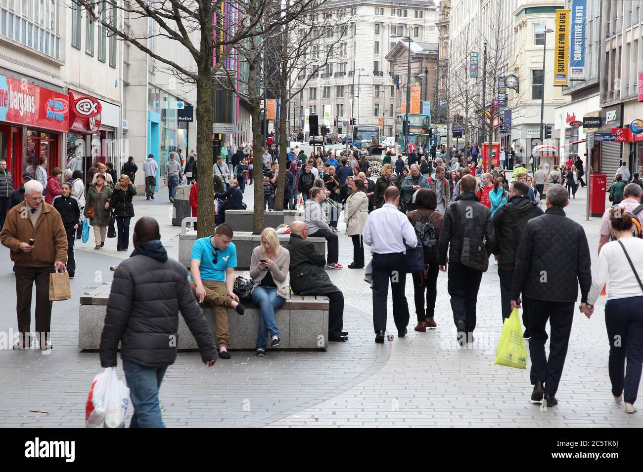 LIVERPOOL, UK APRIL 20, 2013 People shop at Lord Street, Liverpool
