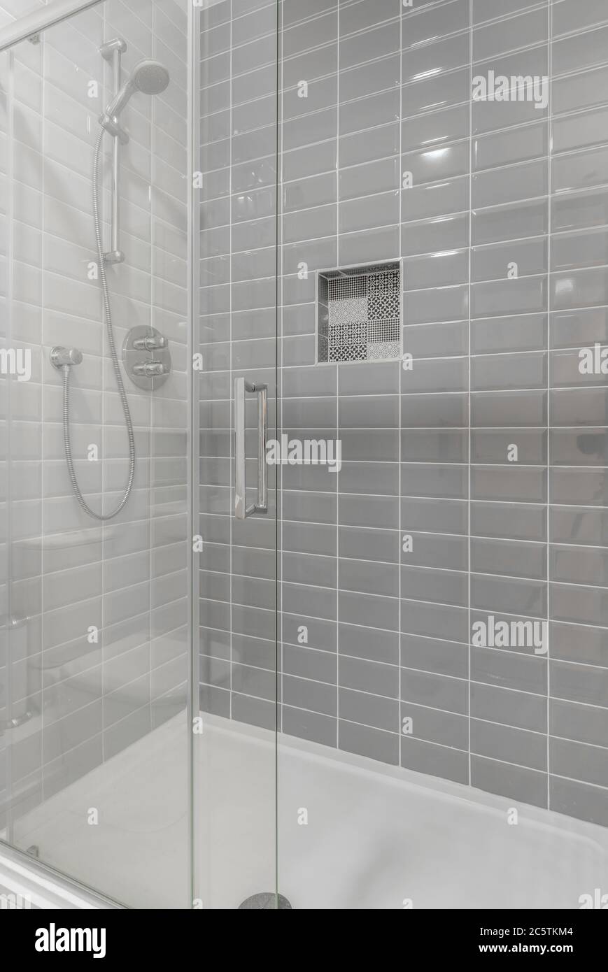 Modern bathroom with a shower cabin Stock Photo Alamy