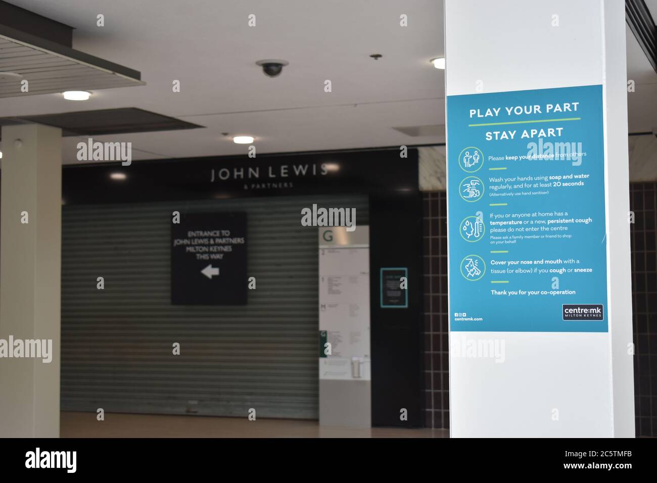 Social distancing measures at centre:mk, Milton Keynes. Stock Photo