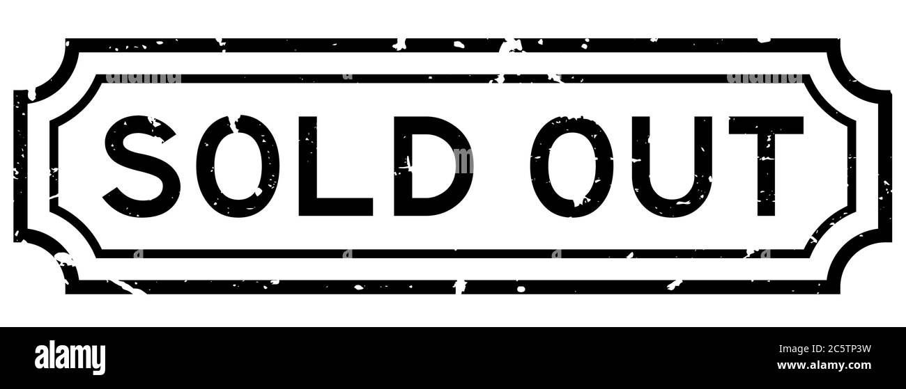 Grunge black sold out word rubber business seal stamp on white ...