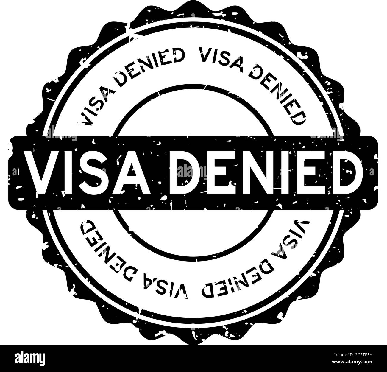 Grunge black visa denied word round rubber seal stamp on white background Stock Vector