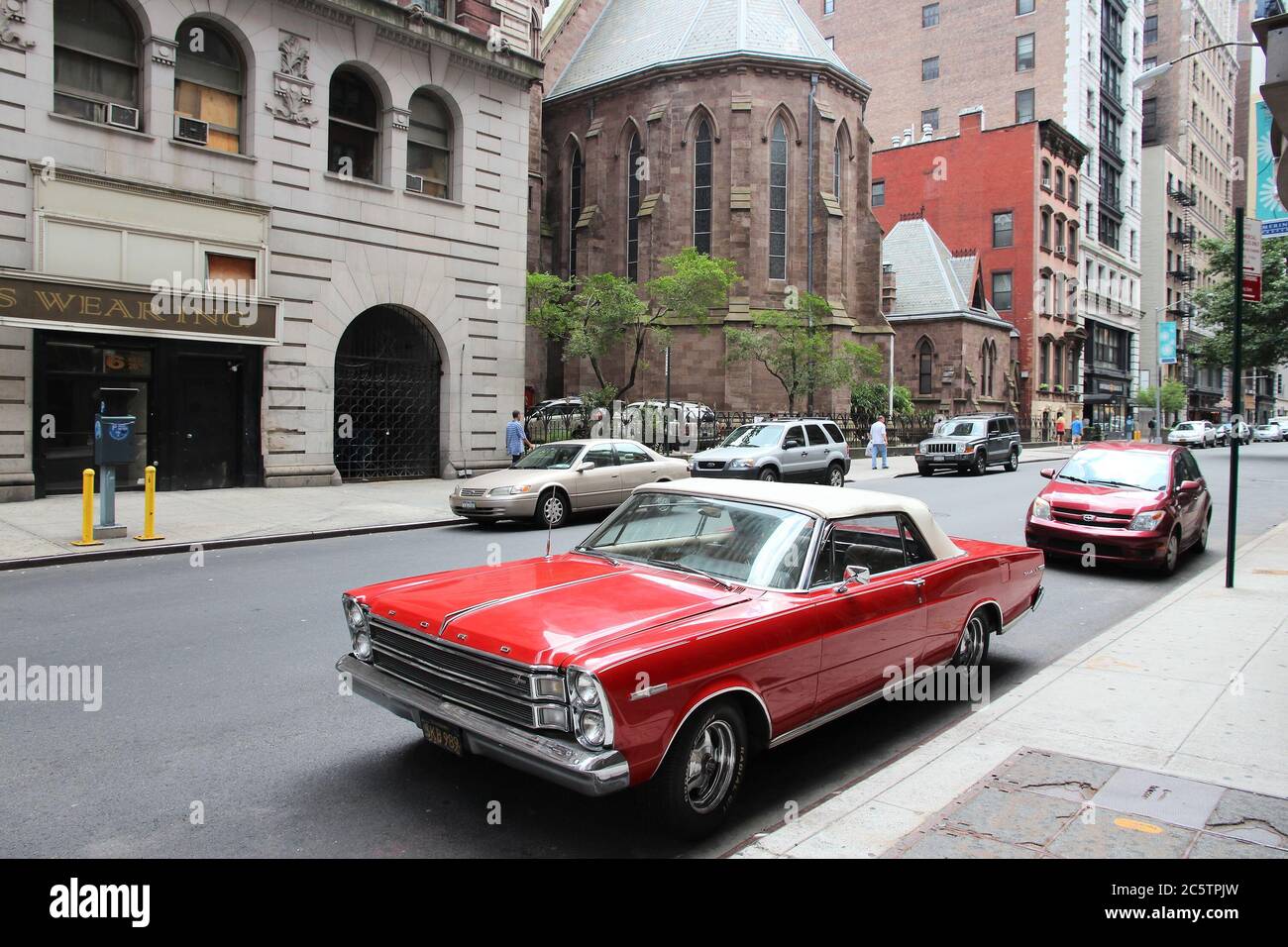 NEW YORK, USA - JULY 4, 2013: Classic Ford Galaxie parked in New York. Ford Galaxie was manufactured in years 1959-1974. Stock Photo