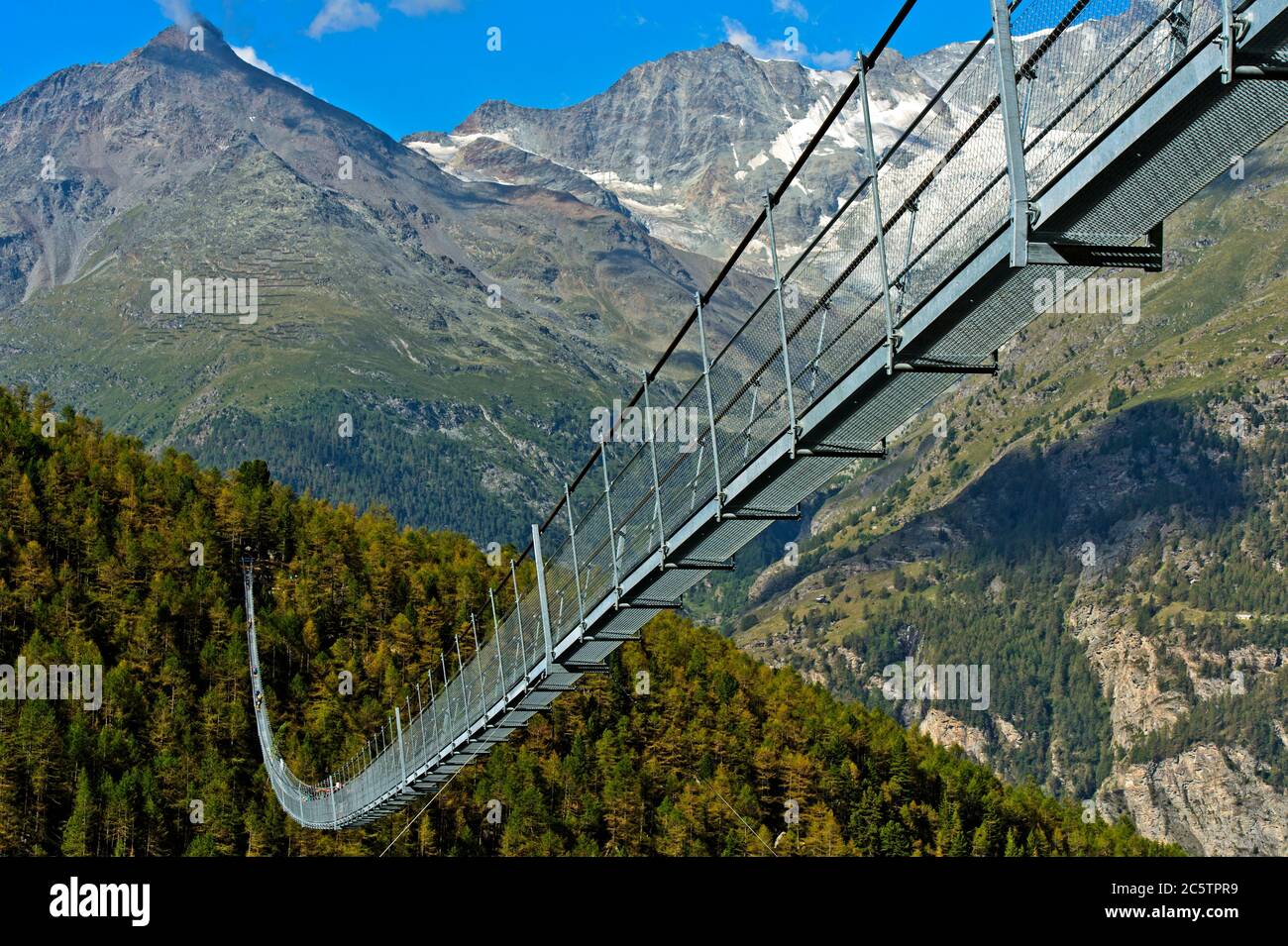 Charles Kuonen Suspension Bridge, Randa, Valais, Switzerland Stock