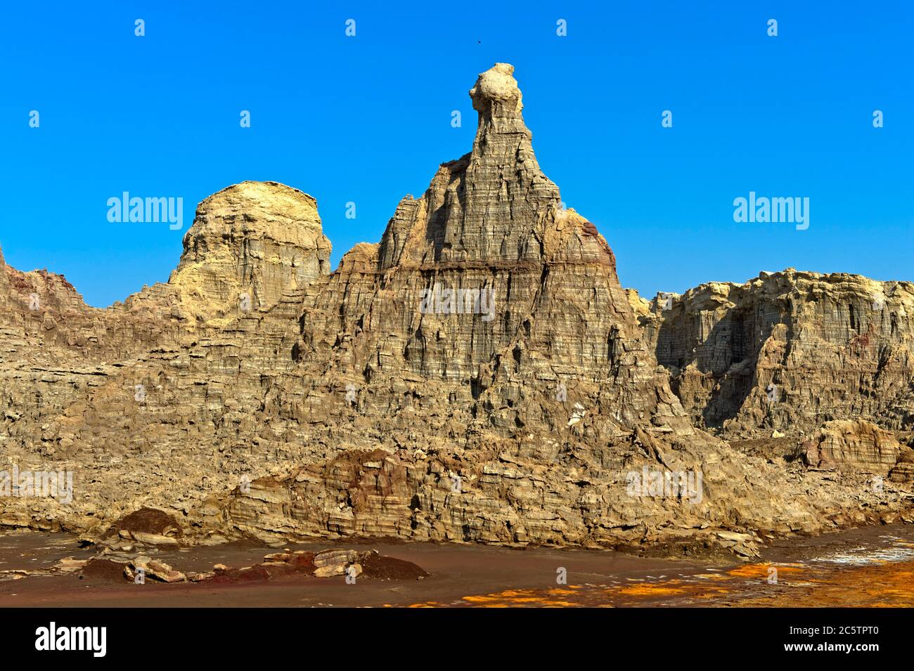 Bizarre towers and pinnacles composed, salt canyon of the Dallol Volcano, Hamadela, Danakil depression, Afar Triangle, Ethiopia Stock Photo