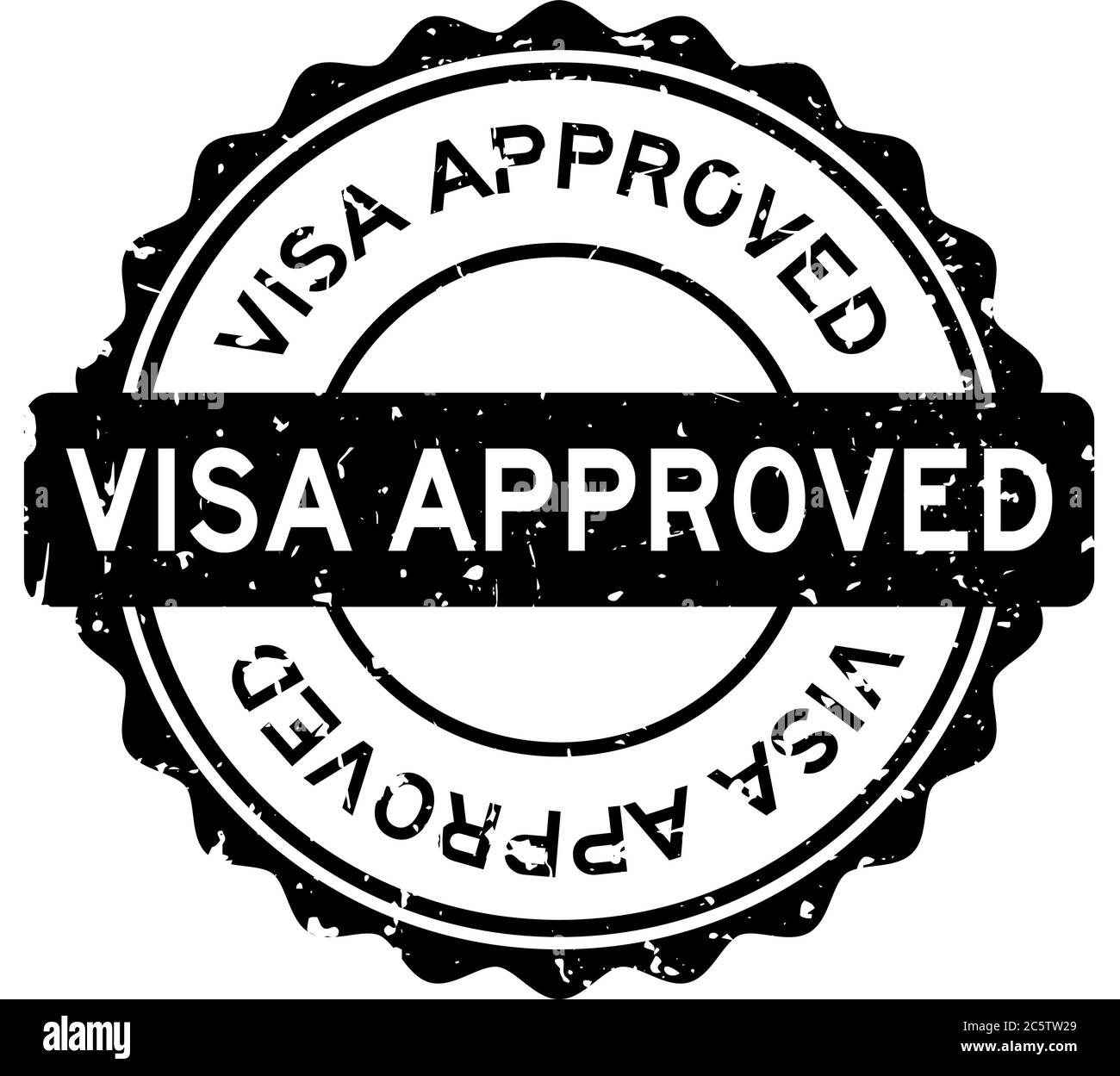 Grunge black visa approved word round rubber seal stamp on white background Stock Vector