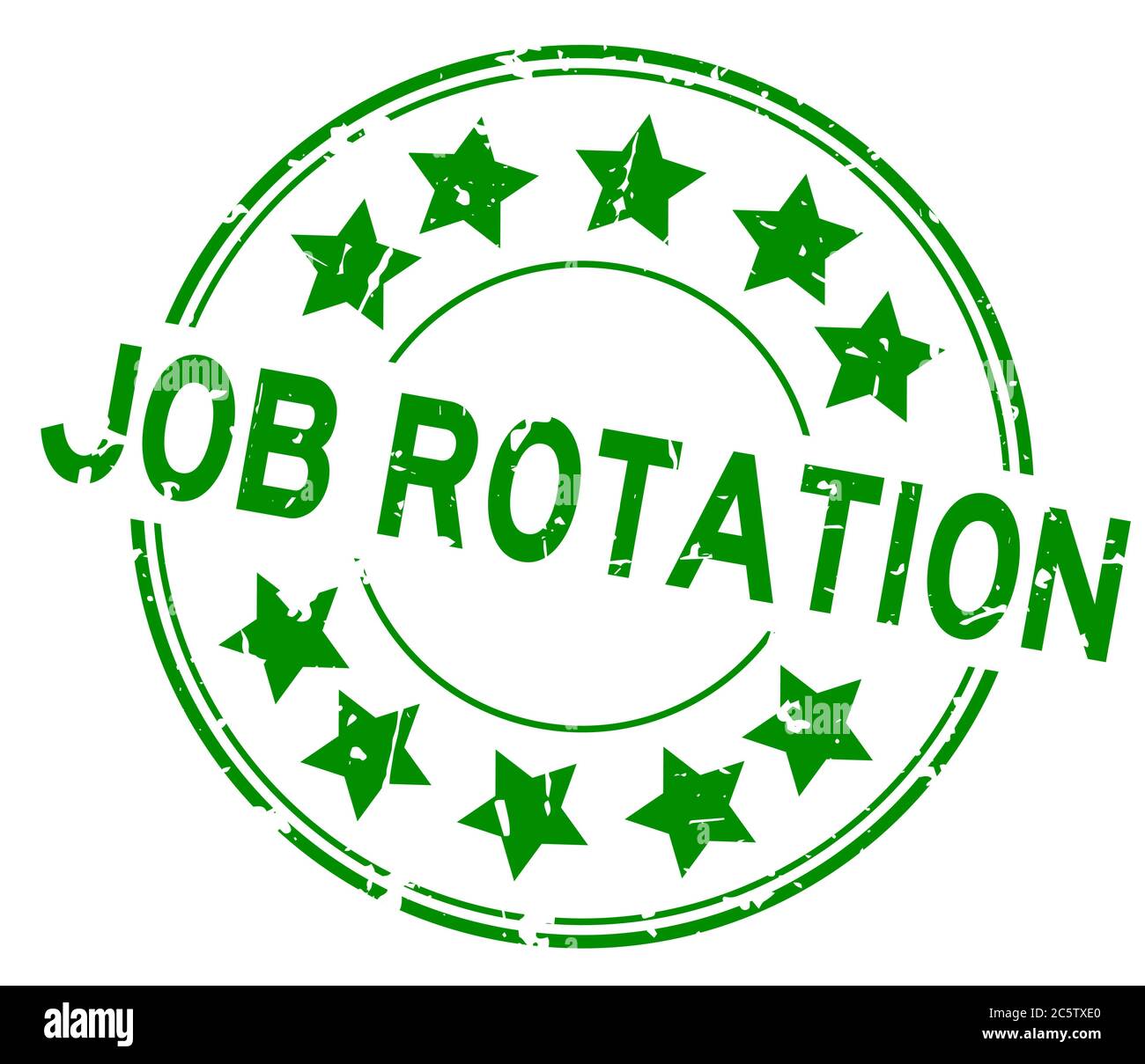 Grunge job rotation word with star icon round rubber seal stamp on white background Stock Vector