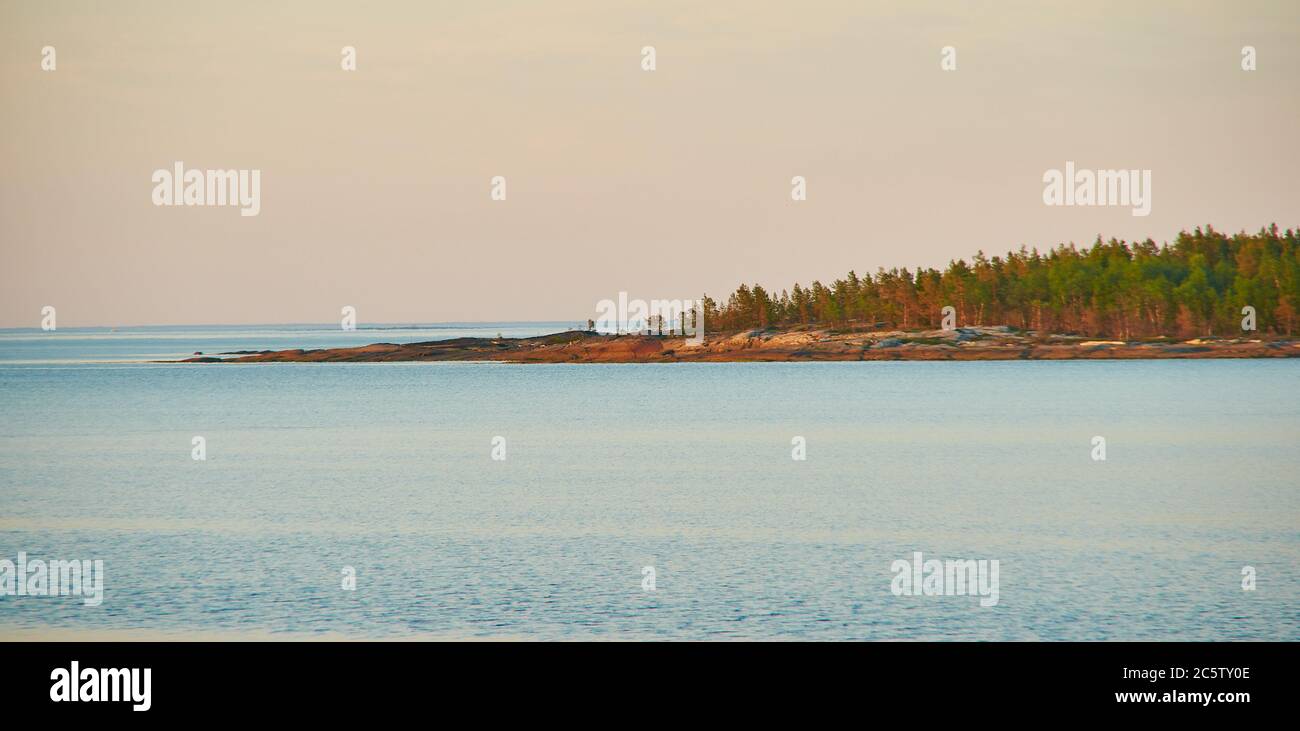 Rocky shore, Russia, Karelia, White Sea, near Kem Stock Photo