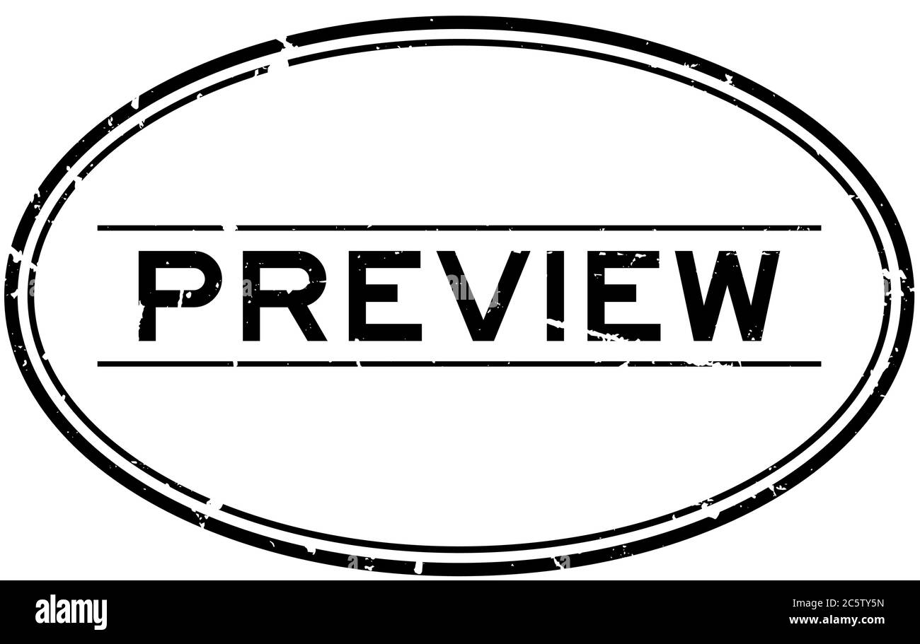 Grunge black preview word oval rubber seal stamp on white background Stock Vector