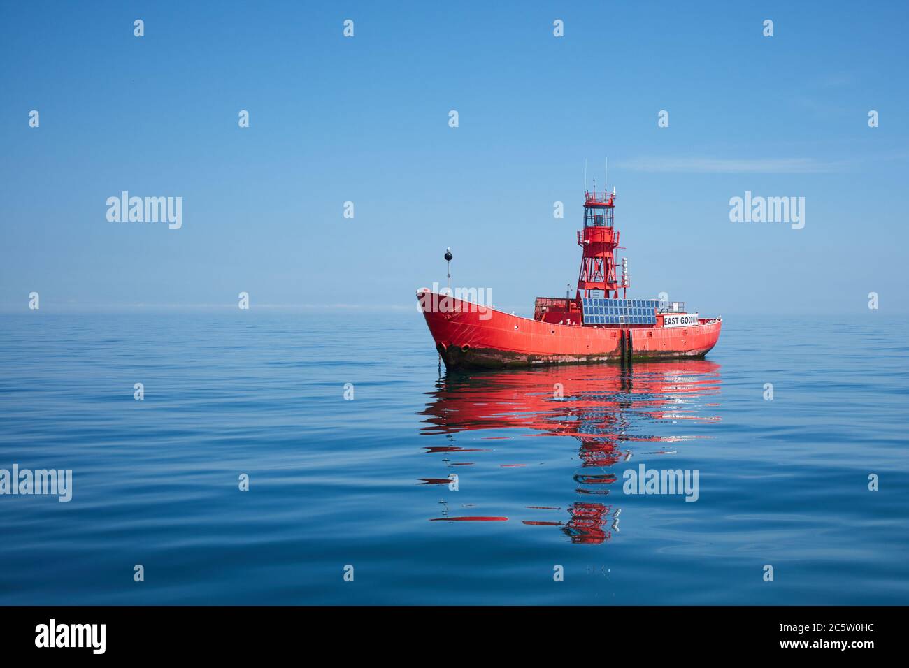 The East Goodwin Lightship, anchored near the Goodwin Sands, the great ship swallower, Kent, UK Stock Photo