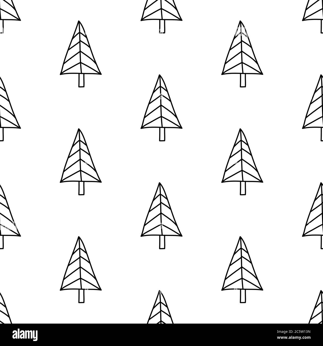 Seamless pattern made from doodle abstract fir trees. Isolated on white ...