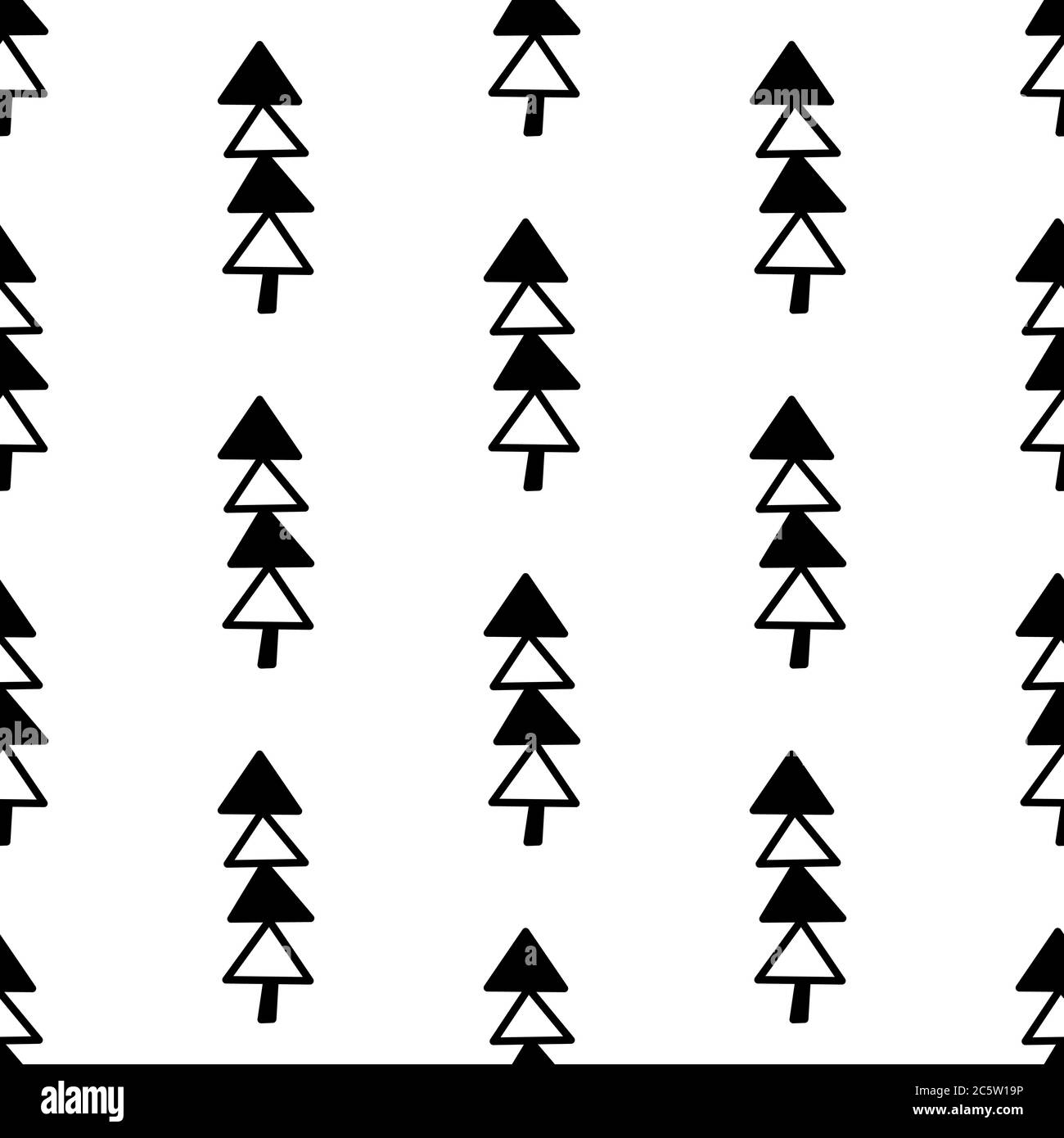 Seamless pattern made from doodle abstract fir trees. Isolated on white ...