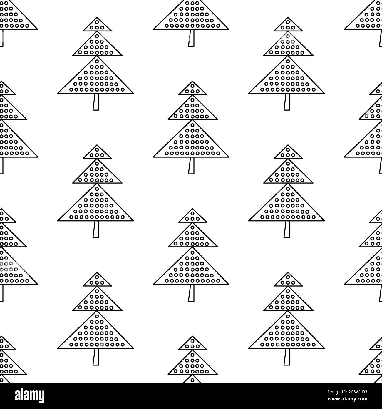 Seamless pattern made from doodle abstract fir trees. Isolated on white ...