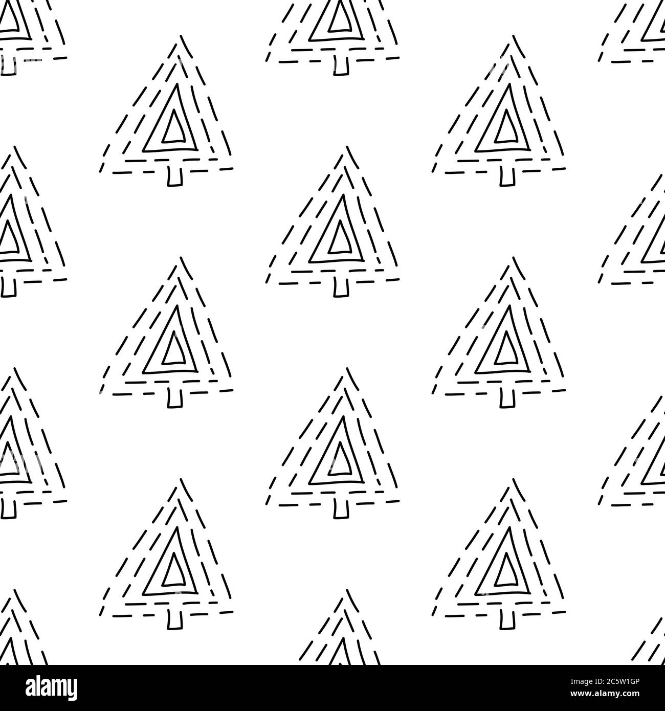 Seamless pattern made from doodle abstract fir trees. Isolated on white ...