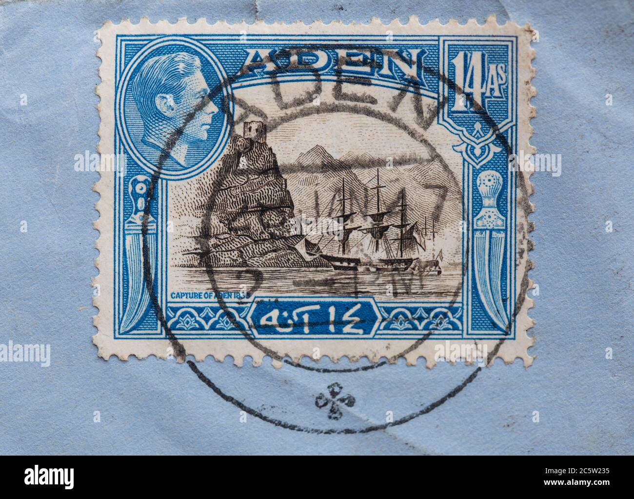 Capture of Aden 1839 stamp, Yemen Stock Photo