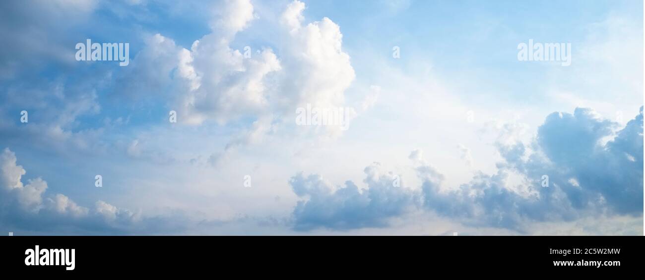 Blue sky and white clouds background for mindfulness and peace Stock Photo