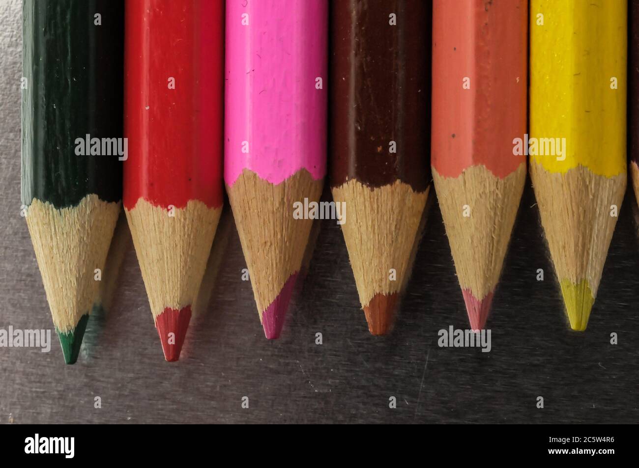 New Pencils Textured Set on a Colored Background Stock Photo
