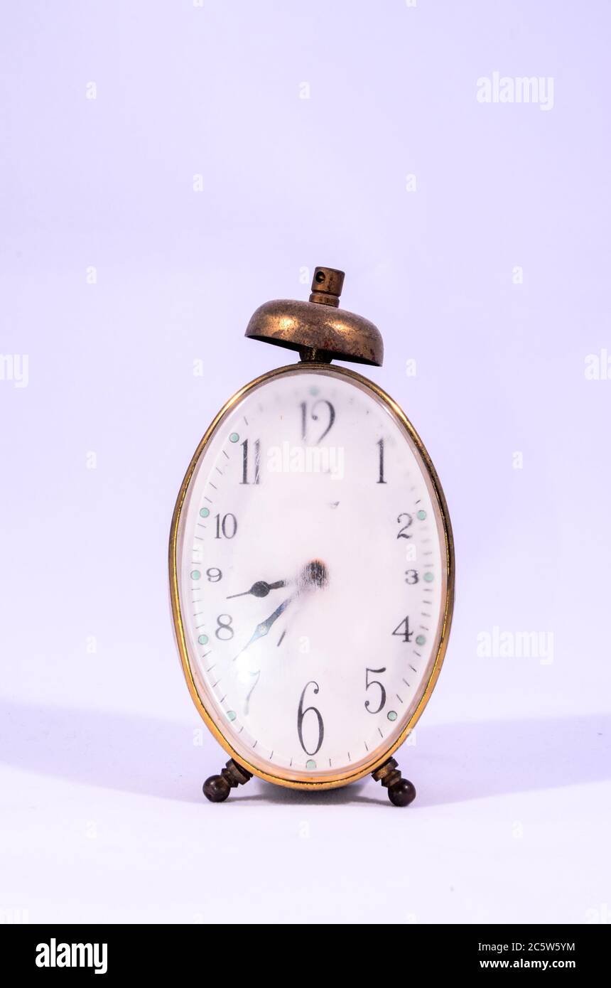 Vintage Old Metal Alarm Clock on a White Background Stock Photo - Alamy