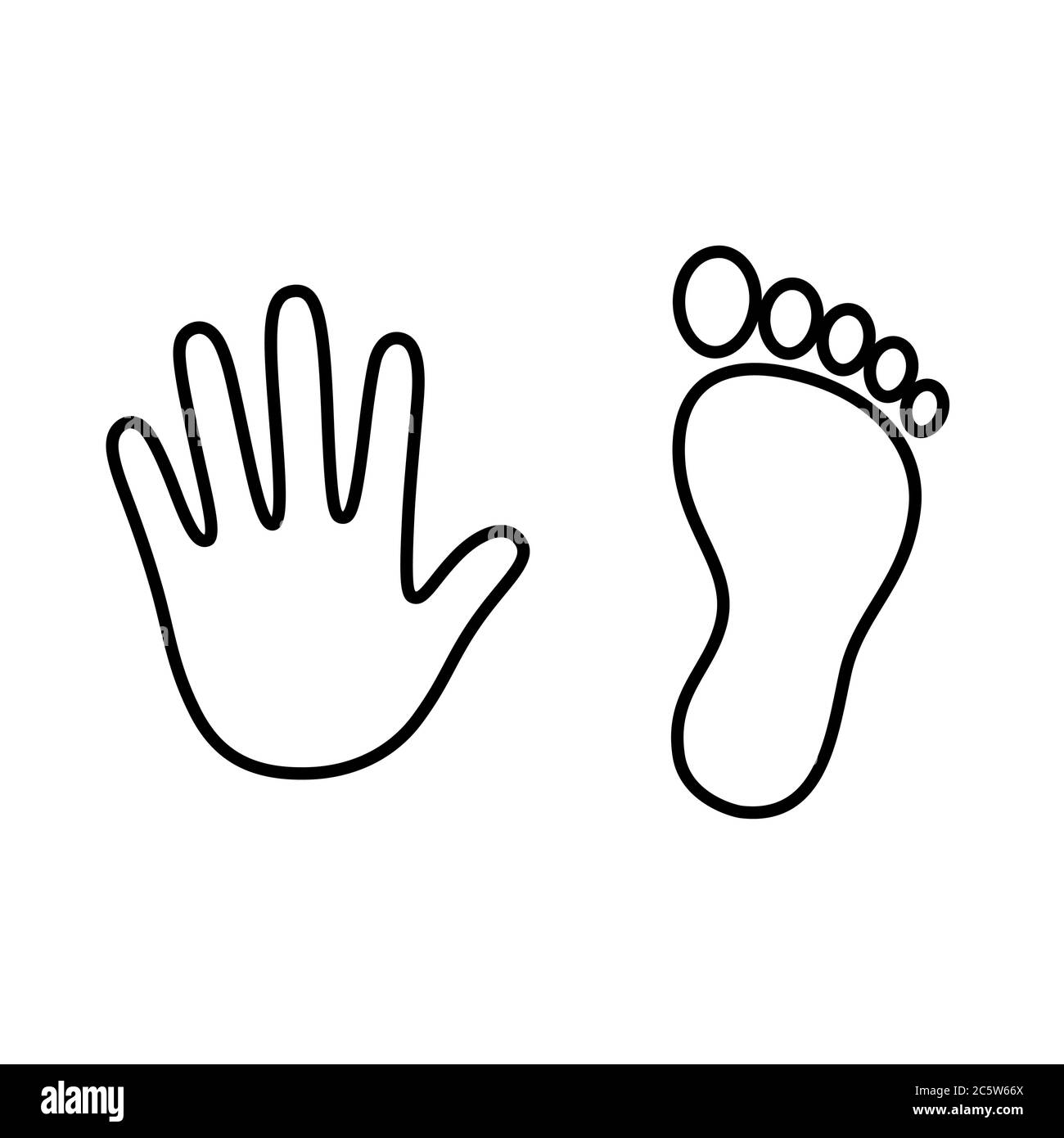 Bare foot print and paw on the left Royalty Free Vector