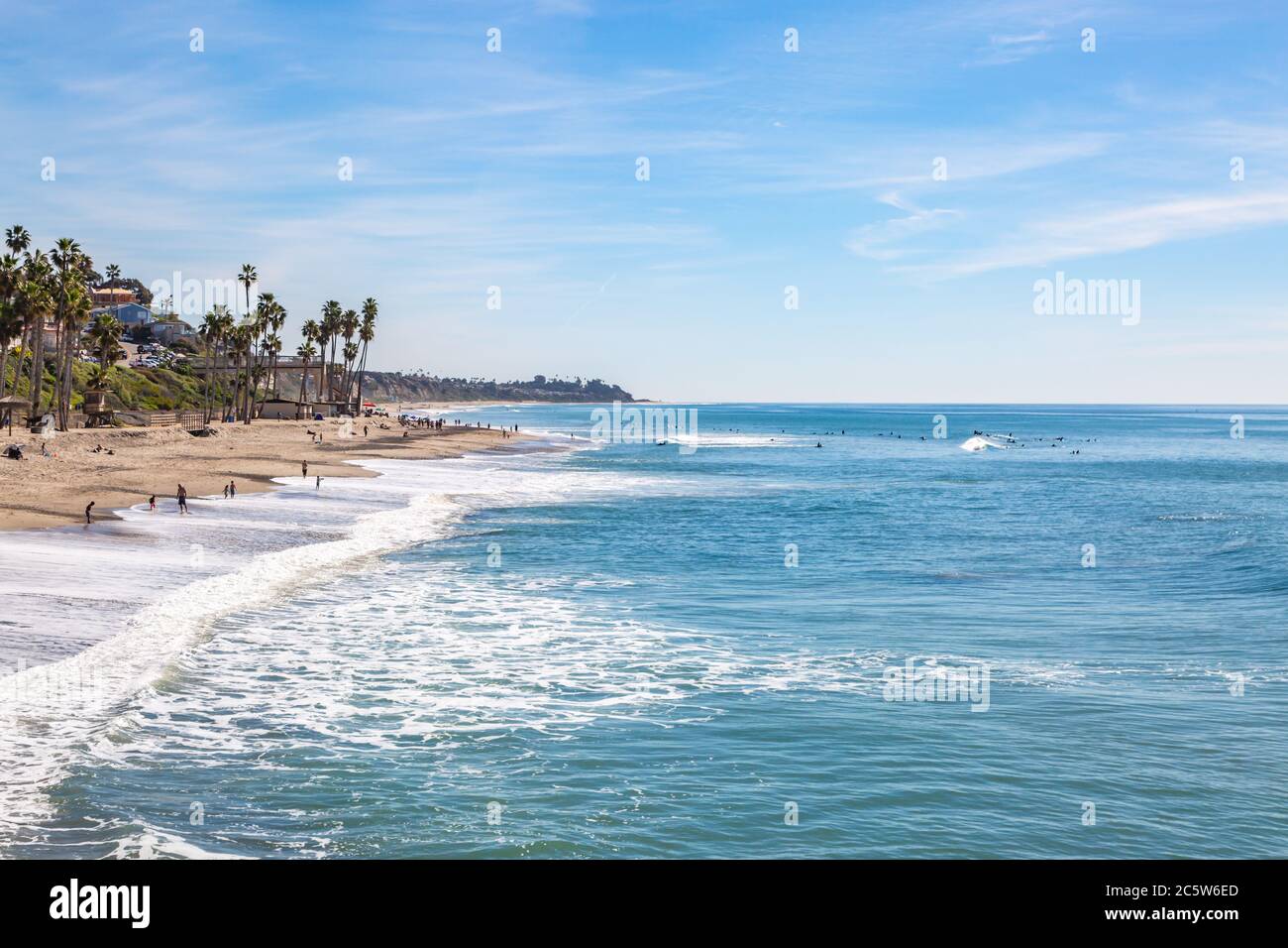 Looking down at the beach and ocean, in San Clemente, California Stock Photo