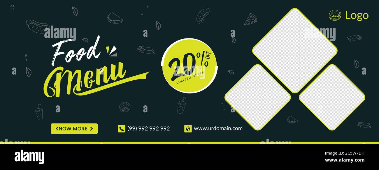 Food Menu Facebook Cover Or Web Banner Template For Restaurants Business Stock Vector Image Art Alamy
