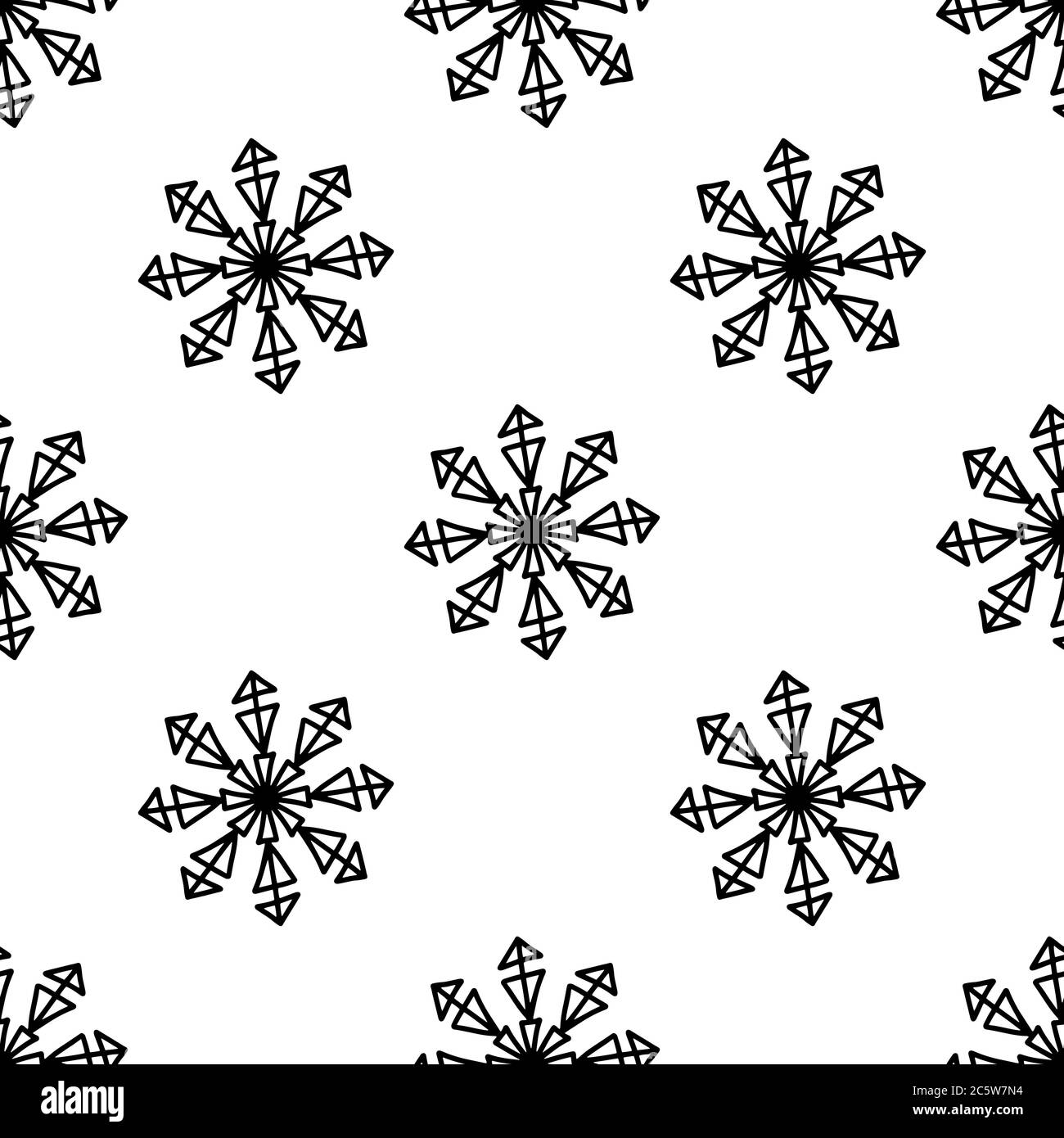 Seamless pattern made from doodle abstract snowflakes. Isolated on ...