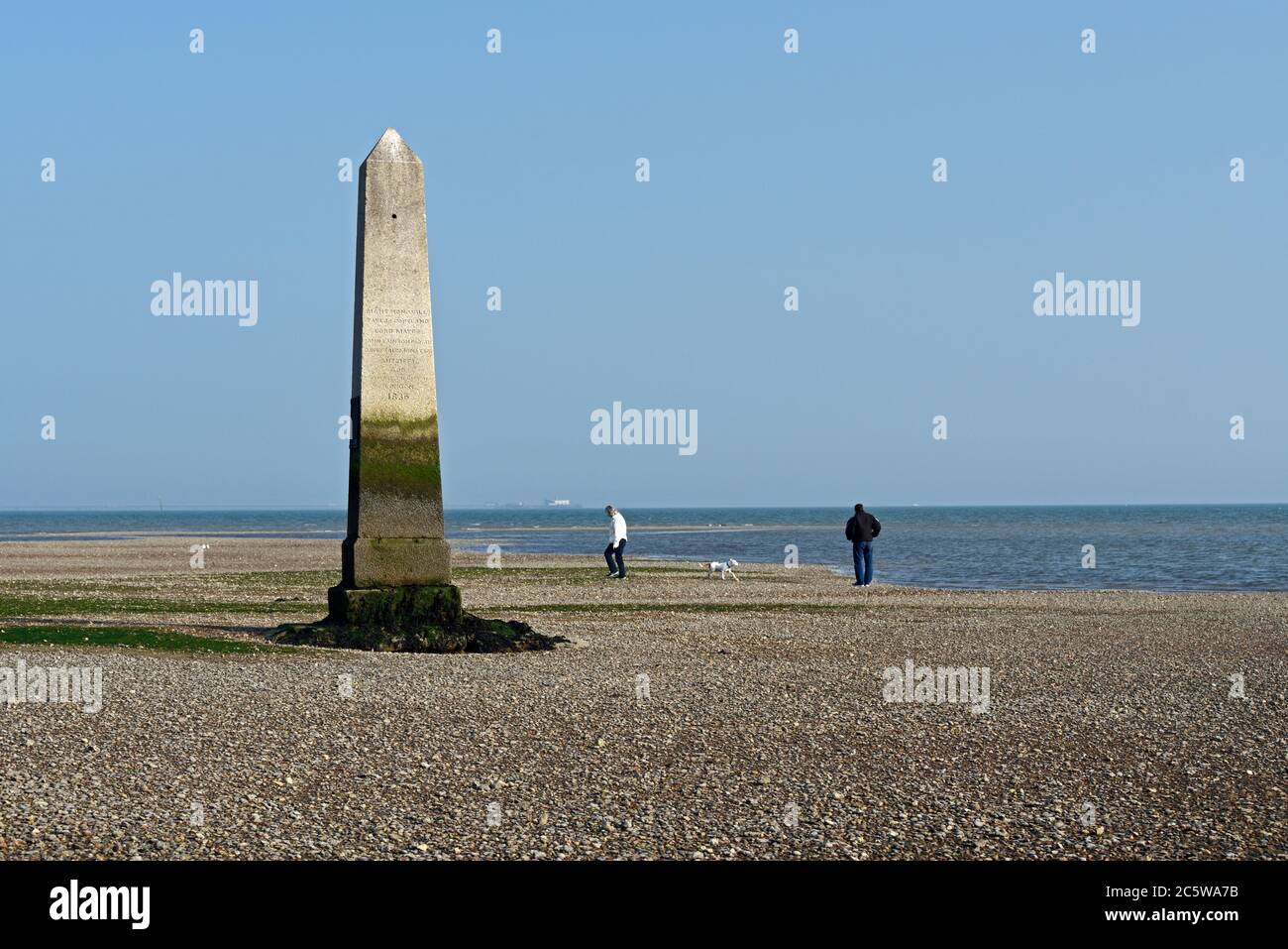 The Crowstone at Chalkwell in the Borough of Southend was erected to mark the eastern end of the City of London's jurisdiction over the River Thames. Stock Photo