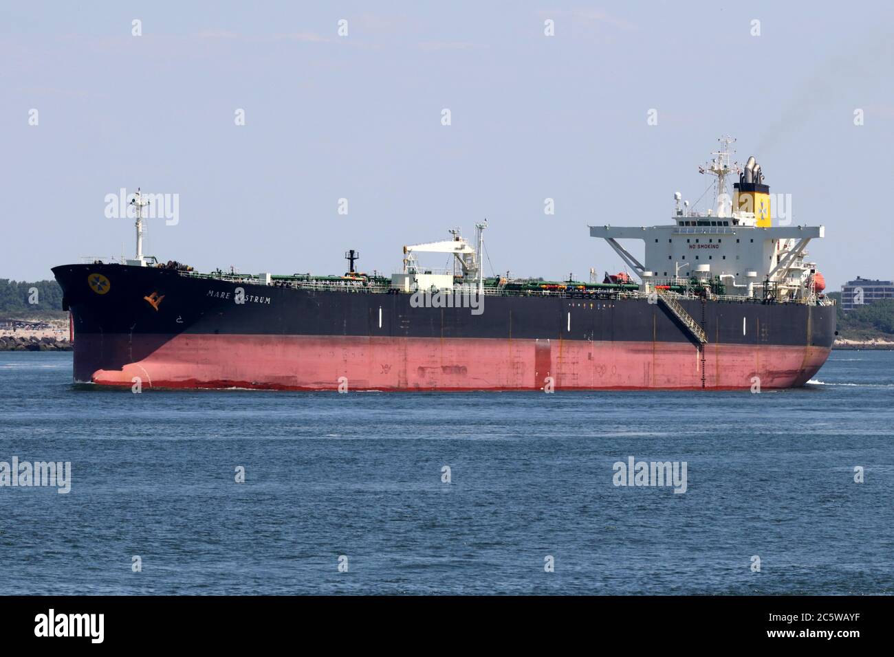 The crude oil tanker Mare Nostrum is leaving the port of Rotterdam on May 30, 2020. Stock Photo