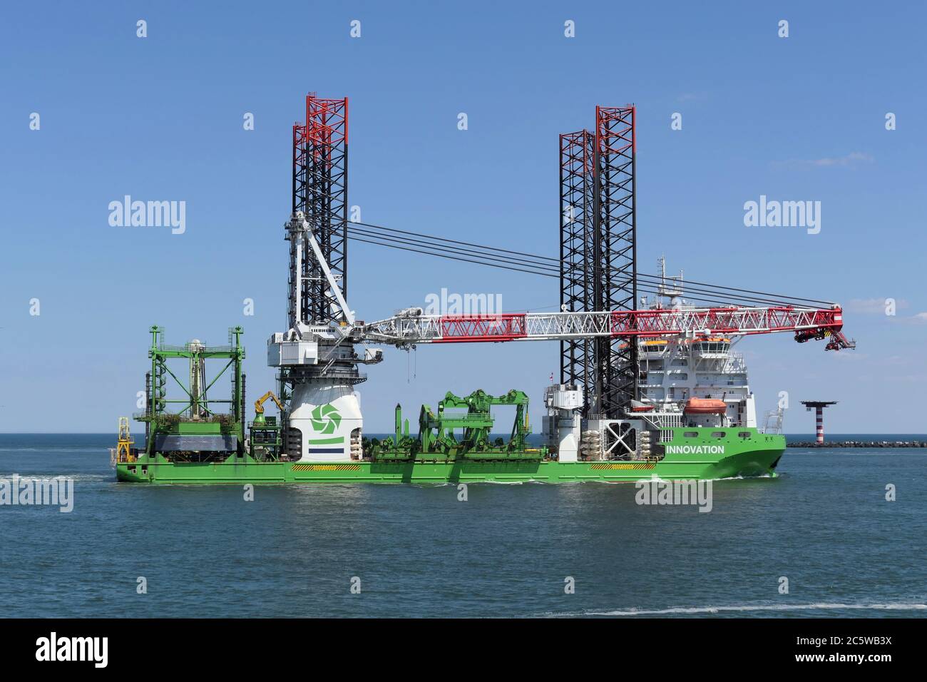 The Offshore Supply Ship Innovation will reach the port of Rotterdam on May 30, 2020. Stock Photo