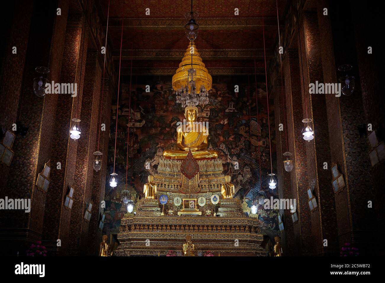 A Golden Buddha statue in Wat Pho Temple in Bangkok,Thailand Stock ...