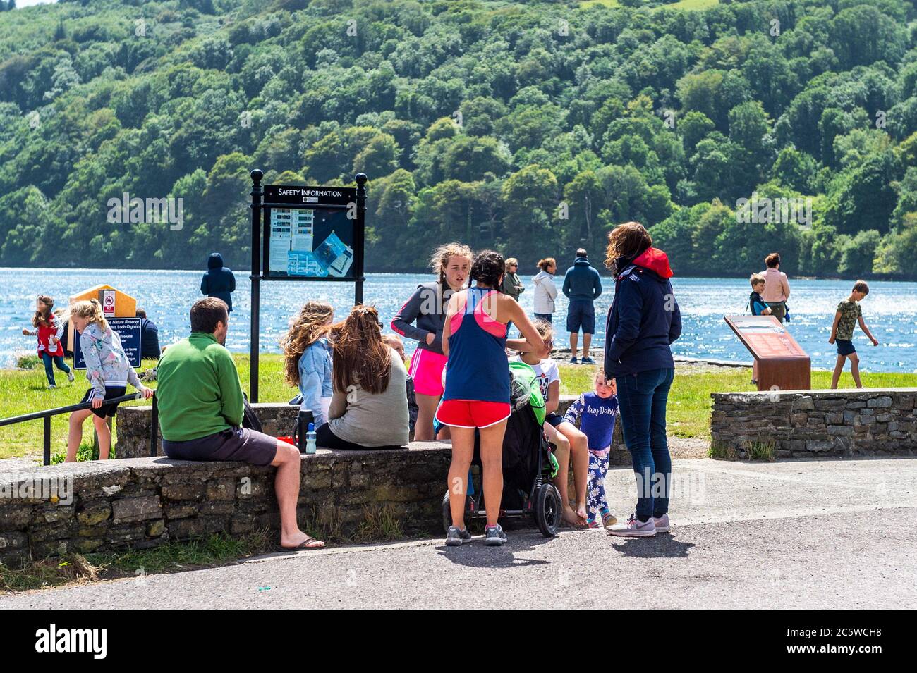 Lough Hyne, West Cork, Ireland. 5th July, 2020. Despite the high winds, the popular Lough Hyne was very busy today with walkers and swimmers making the most of the sunshine. Credit: AG News/Alamy Live News Stock Photo