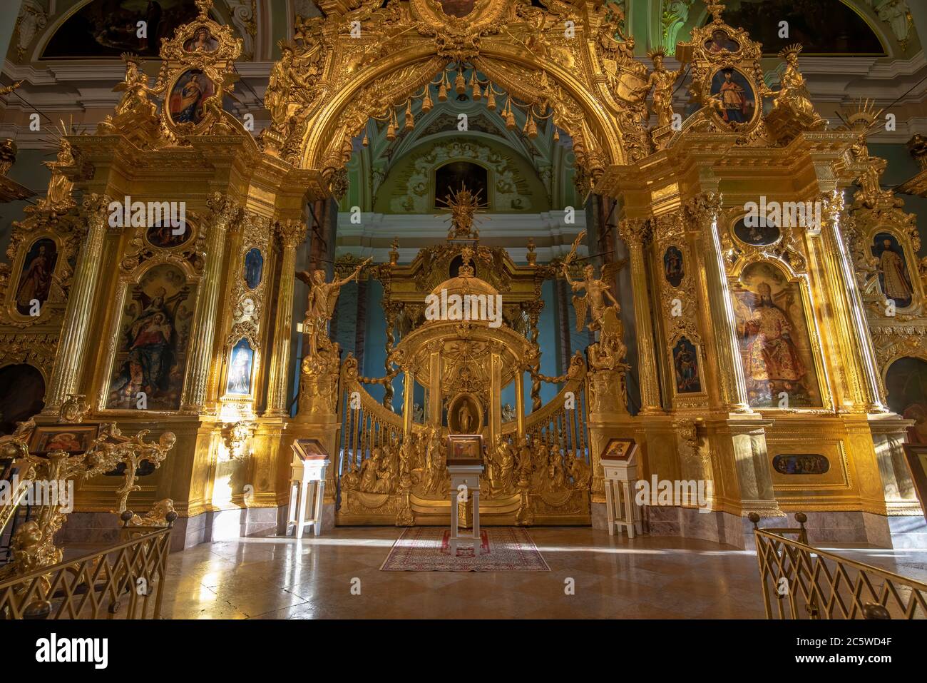 St. Petersburg, Russia. Interior of the Orthodox Peter and Paul Cathedral in the Peter and Paul Fortress. It houses the tomb of the Russian emperors Stock Photo