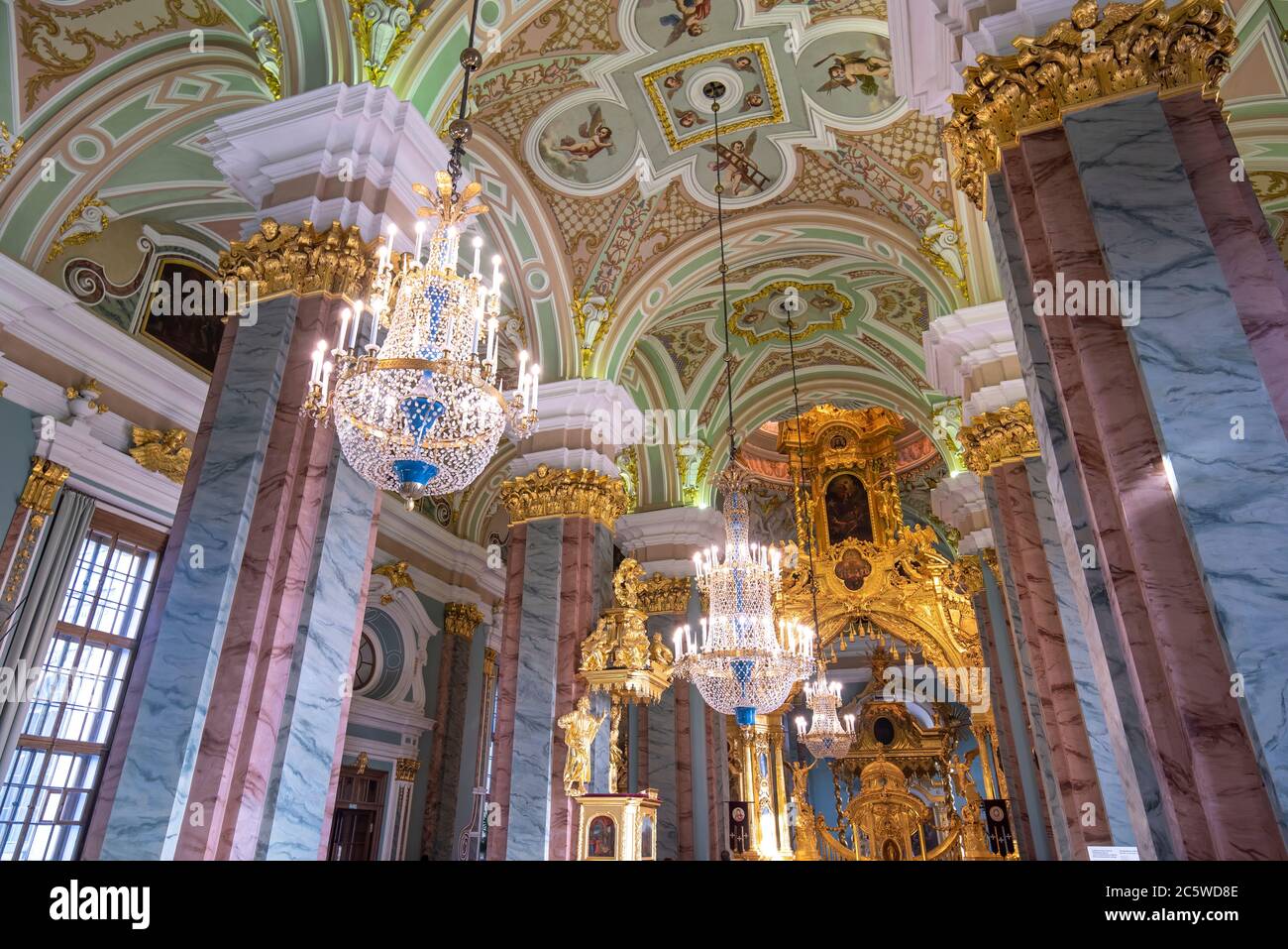 St. Petersburg, Russia. Interior of the Orthodox Peter and Paul Cathedral in the Peter and Paul Fortress. It houses the tomb of the Russian emperors Stock Photo