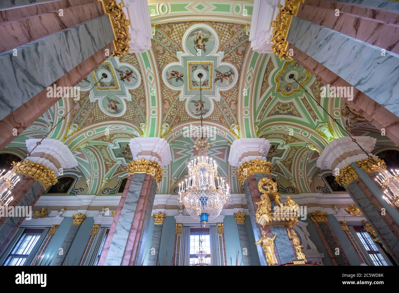 St. Petersburg, Russia. Interior of the Orthodox Peter and Paul Cathedral in the Peter and Paul Fortress. It houses the tomb of the Russian emperors Stock Photo