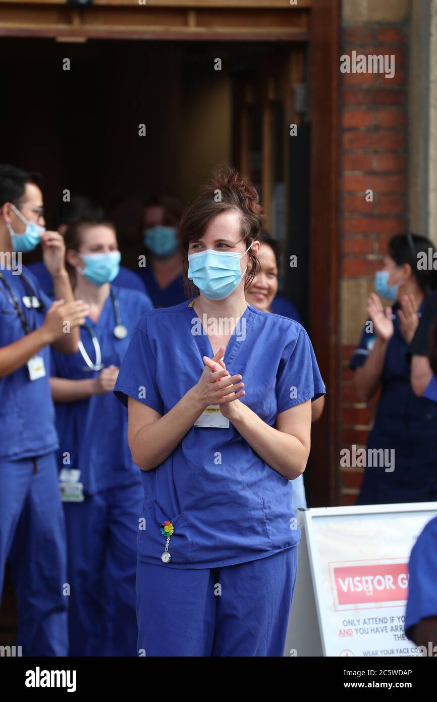 Winchester, Hampshire, UK. 5th July 2020. Clap for carers appreciation