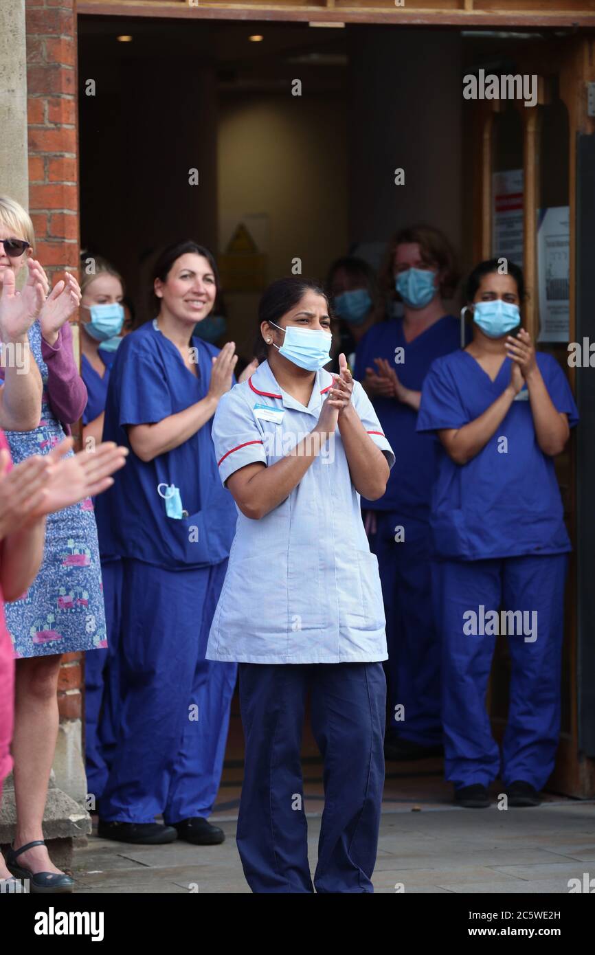 Winchester, Hampshire, UK. 5th July 2020. Clap for carers appreciation