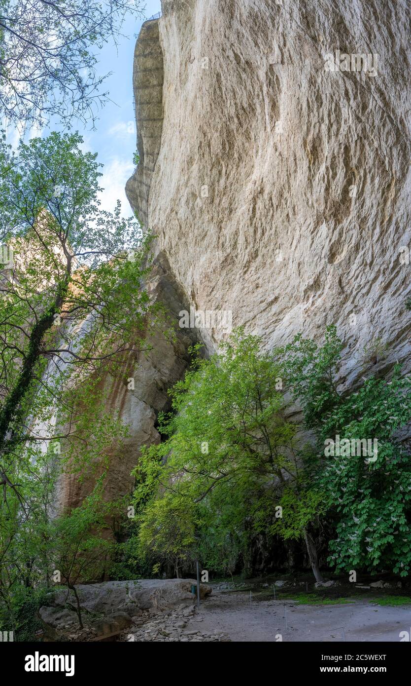 Rocks and cave in Madara, Bulgaria near Madara rider. Beautiful nature Stock Photo