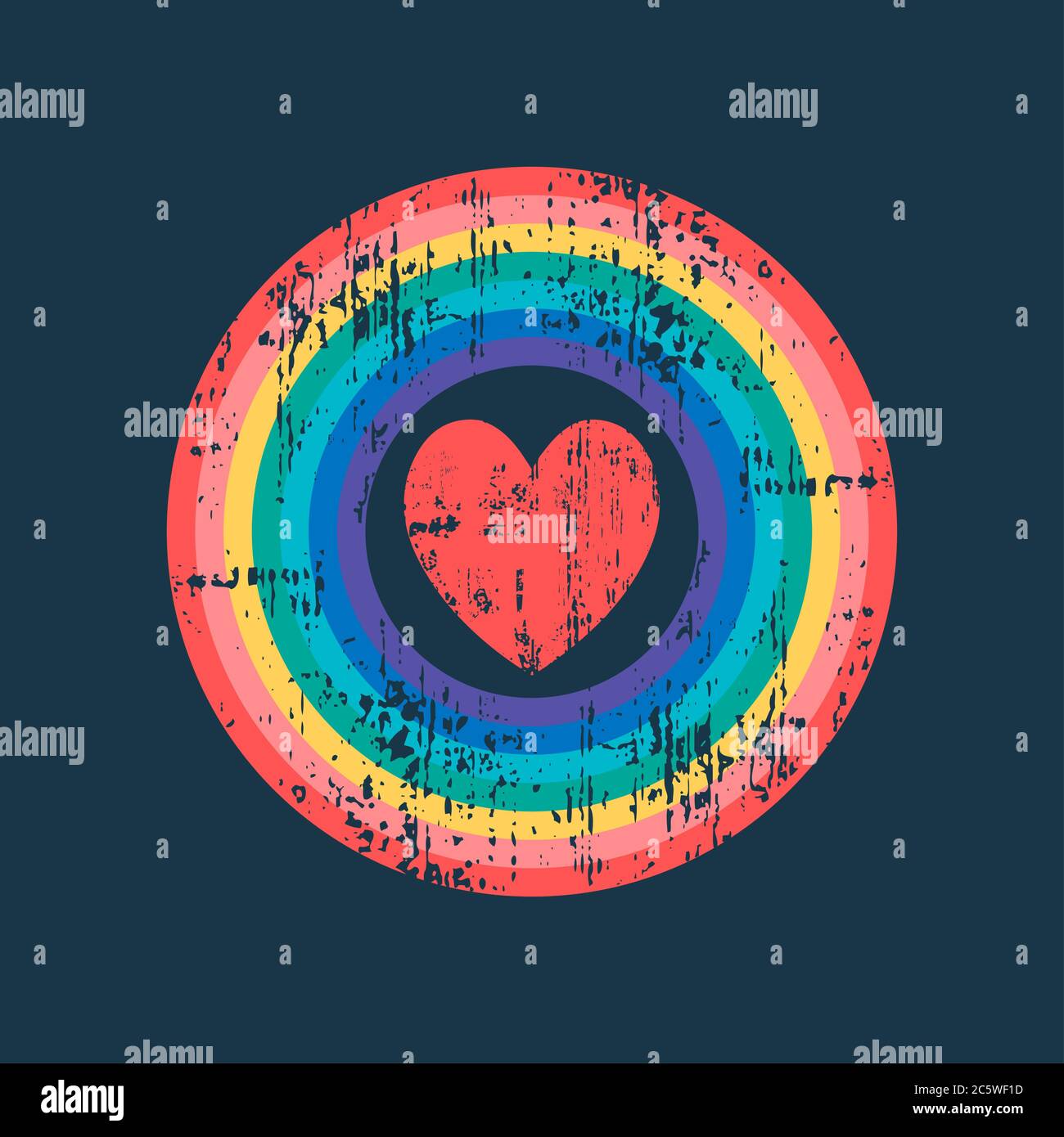 Color Rainbow circle with heart. Vector Illustration Stock Vector