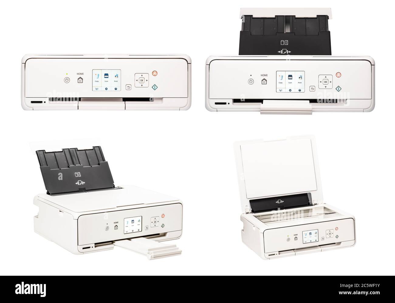 Printer scanner copier home office desktop All-in-One wireless inkjet  printer in various configurations and views. Clipping Work Path Included in  JPEG Stock Photo - Alamy