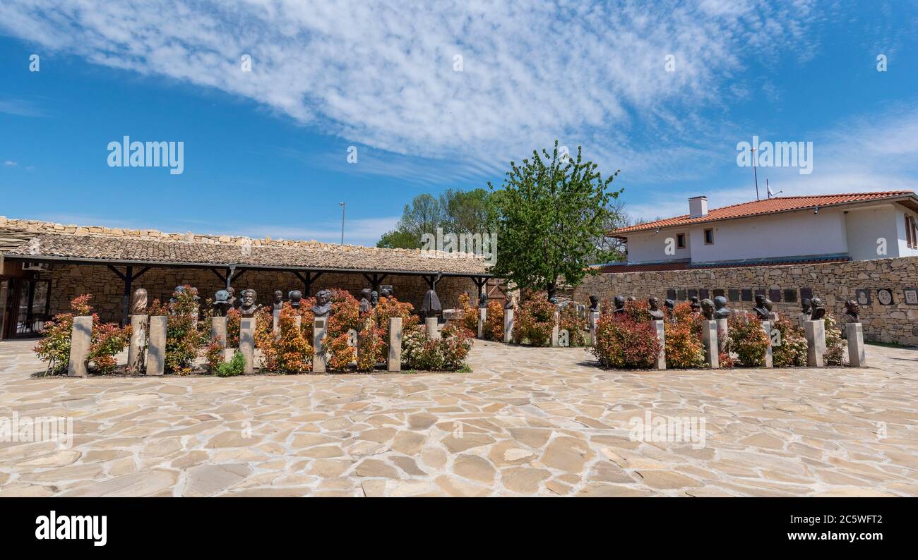 Pliska, Bulgaria. The Yard of the Cyrillic Alphabet is a open-air museum in Pliska Stock Photo