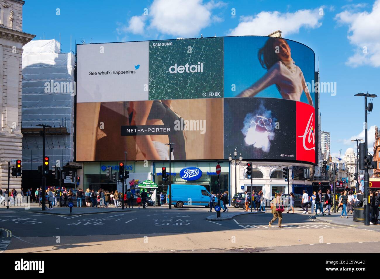 Billboards at Piccadilly Circus, a worldwide famous London landmark