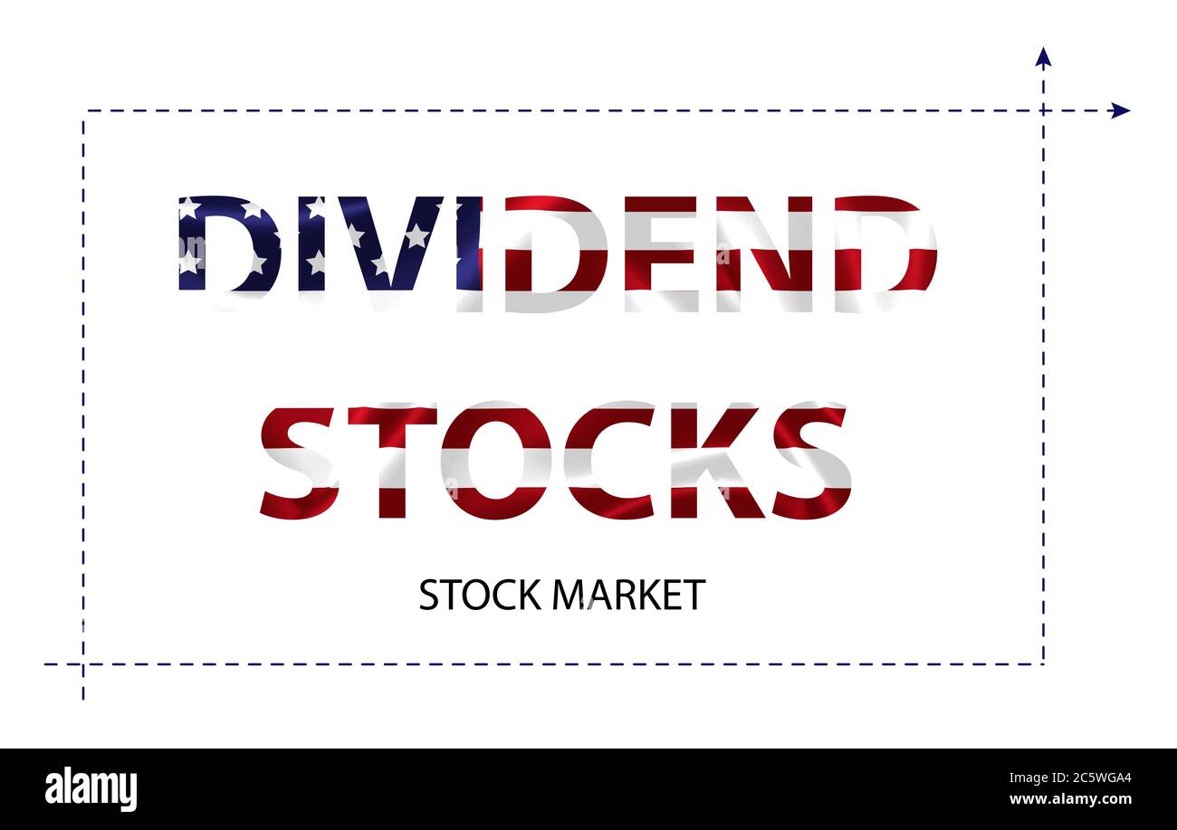 Illustration of "Dividend Stocks" Title Over a US Flag Pattern Stock
