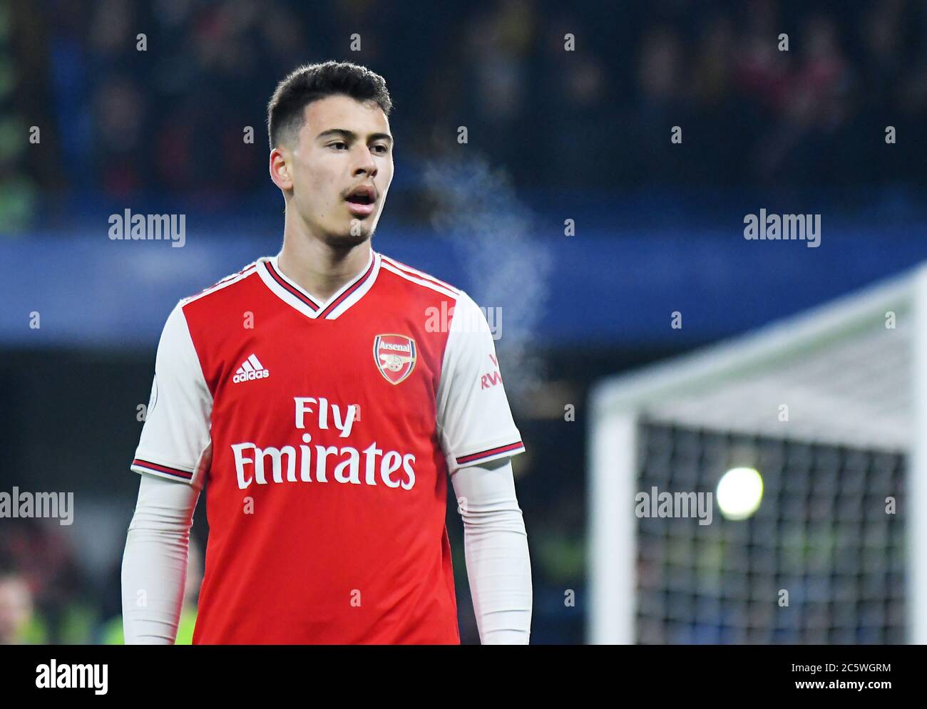 LONDON, ENGLAND - JANUARY 21, 2020: Gabriel Martinelli of Arsenal pictured during the 2019/20 Premier League game between Chelsea FC and Arsenal FC at Stamford Bridge. Stock Photo