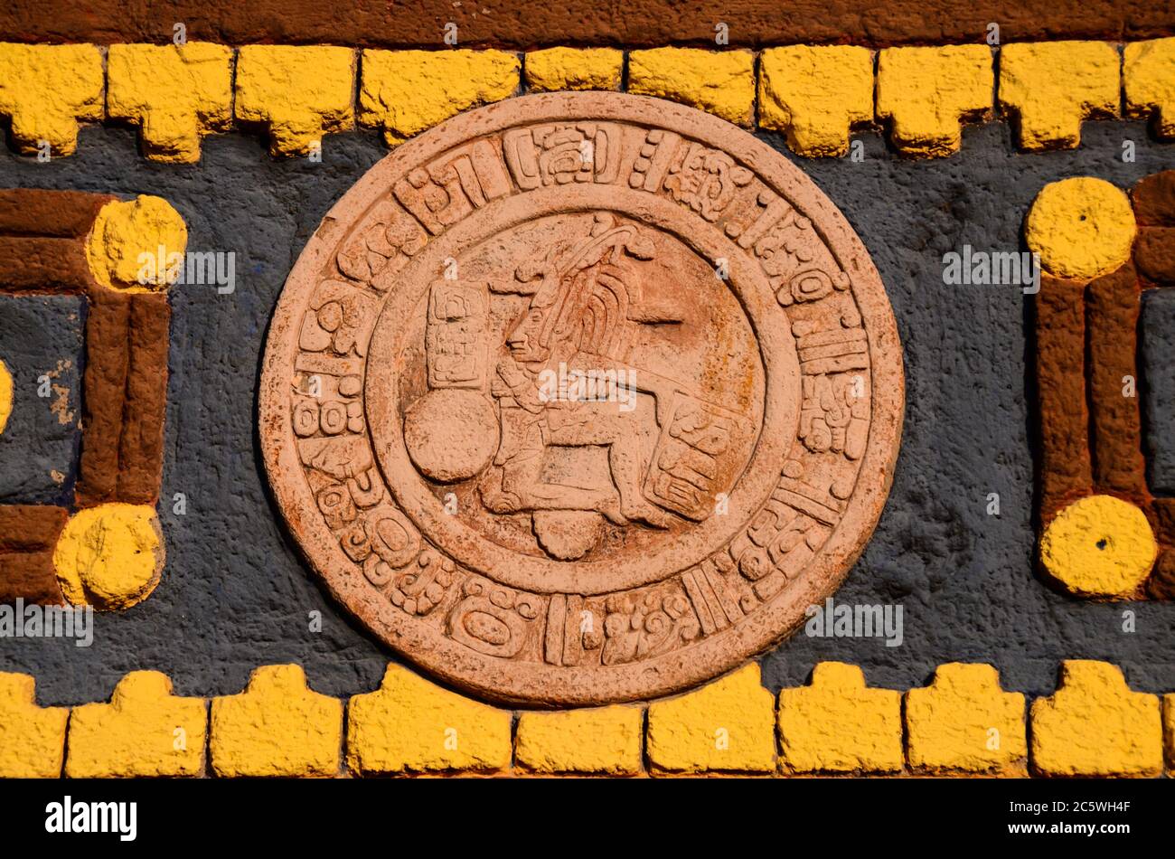 Typical Mayan Art Calendar Bas Relief Ruins Stock Photo Alamy