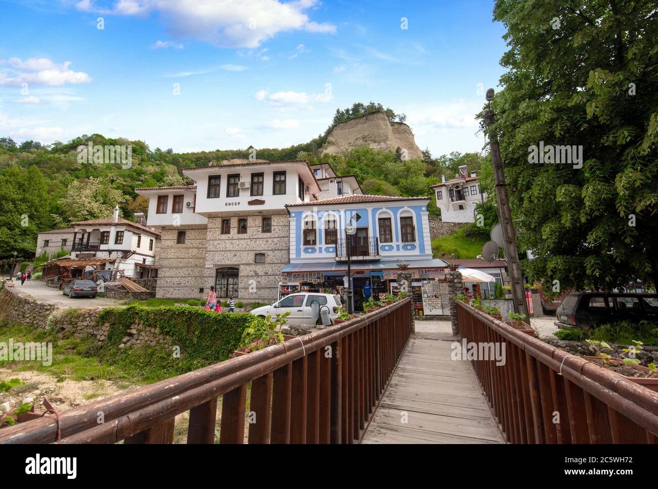 Old bulgarian houses in Melnik, Bulgaria, the smallest bulgarian town at spring. Stock Photo