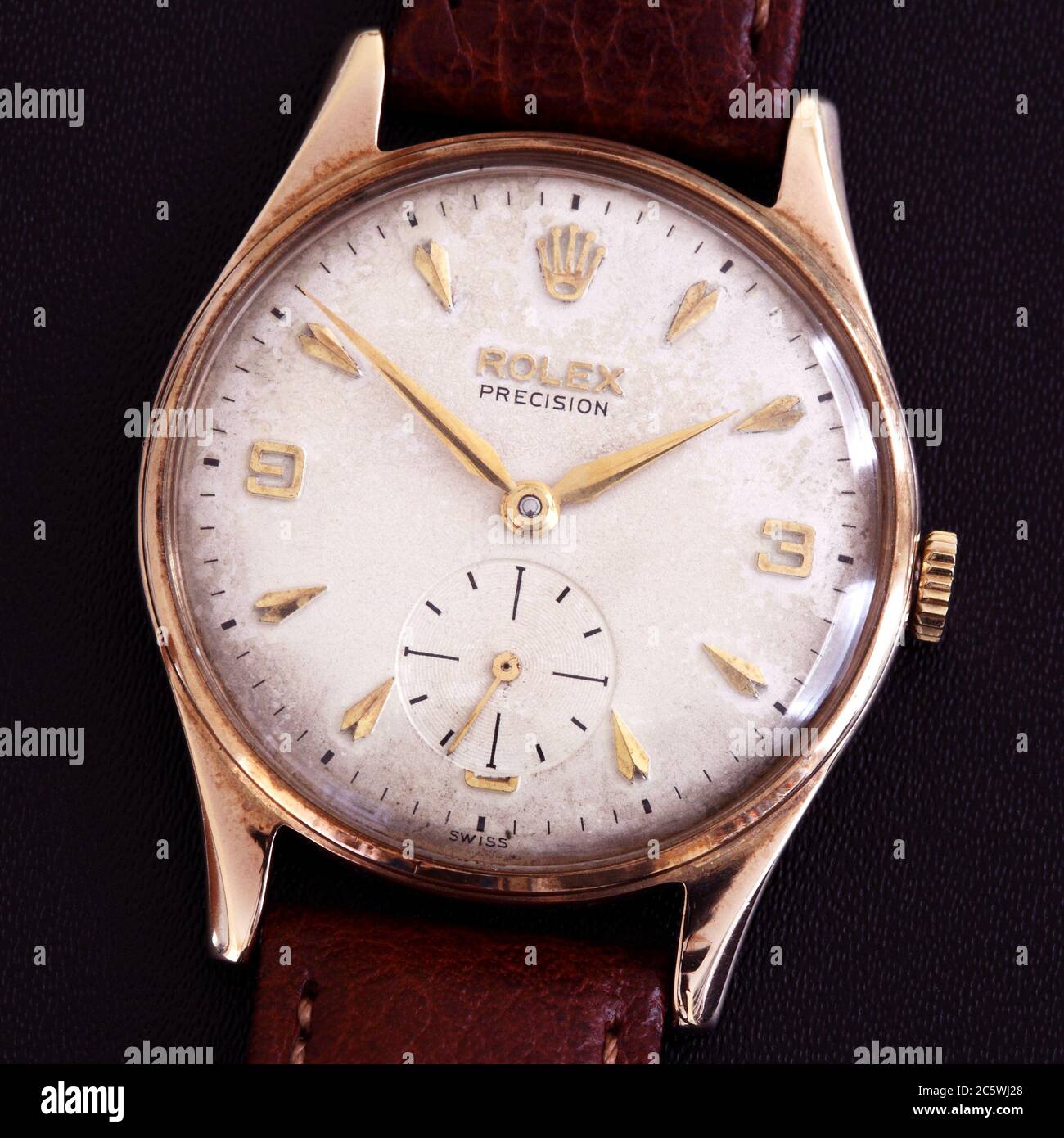 1958 Rolex Precision vintage wristwatch in 9c gold Dennison of Birmingham  made case Stock Photo - Alamy