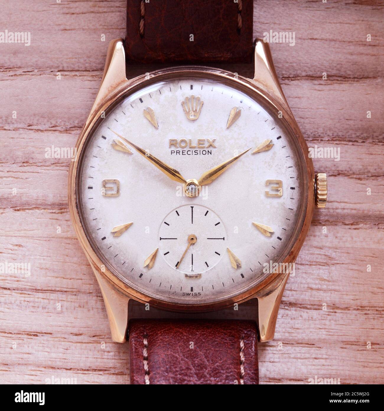 1958 Rolex Precision vintage wristwatch in 9c gold of made case Stock Photo Alamy