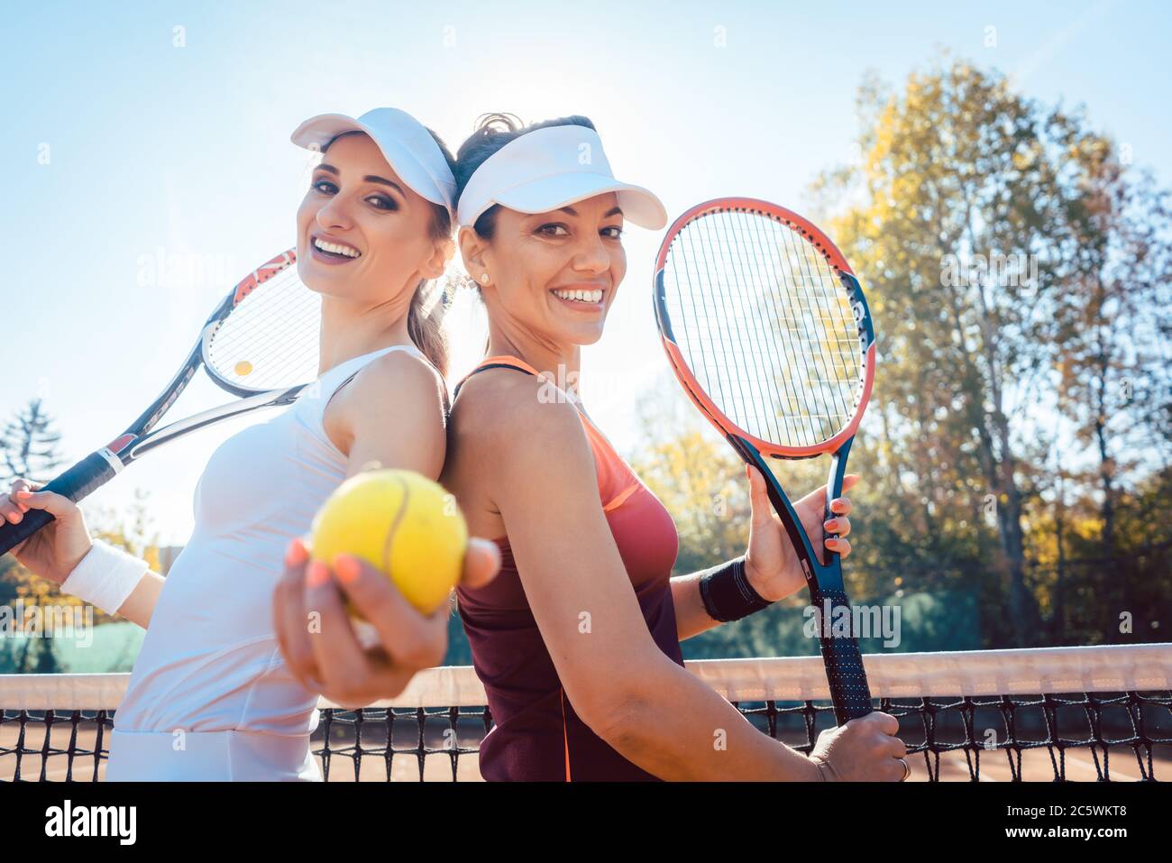 Best Friends of the tennis court Stock Photo